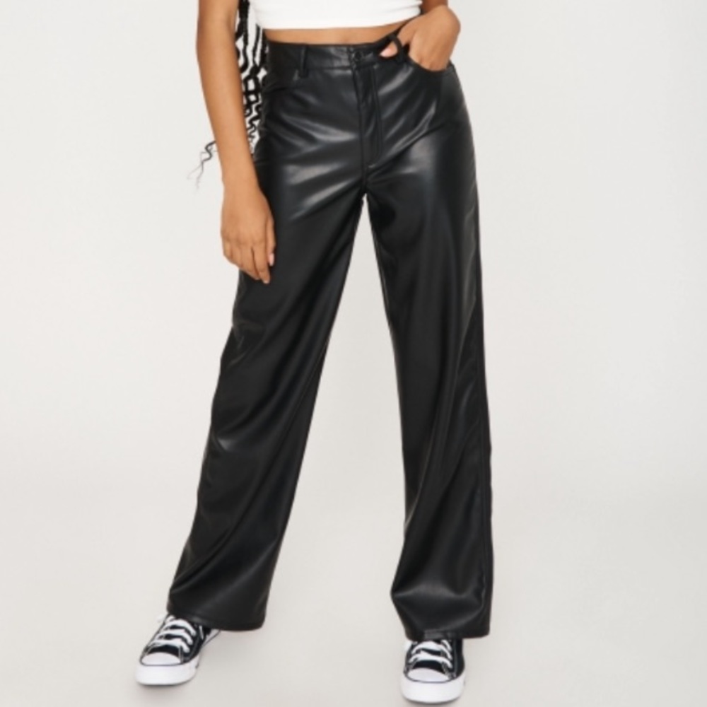 Straight Leg Faux Leather Pants